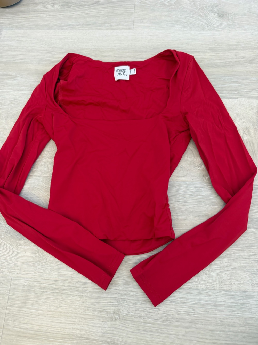 Princess Polly Red Long Sleeve Square Neck Top